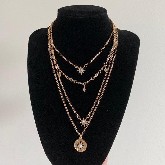 Gold Multichain Boho Stars Necklace - Picture 2 of 6